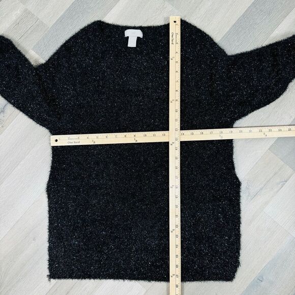 H&M Shimmer Oversized Wide Sleeve Sweater Black XS Pullover - Picture 12 of 13